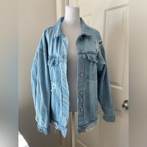 Oversized light wash jean jacket